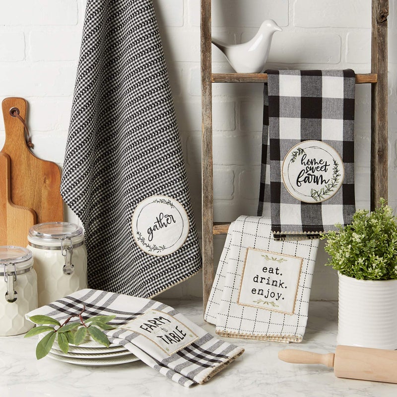 DII Home Sweet Farmhouse Kitchen Collection, Dishtowel Set, 18x28, Black, 4 Count - Image 3